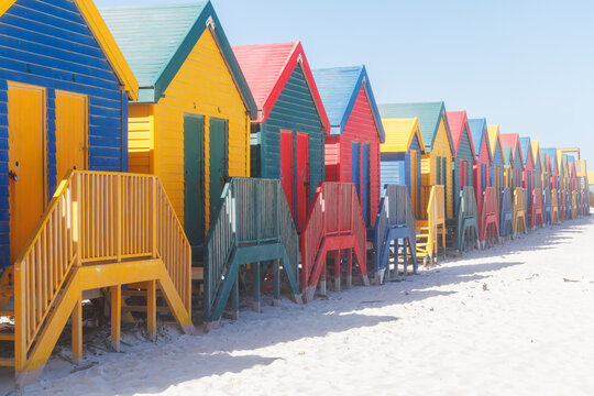 Colorful beach huts at Muizenberg Beach
