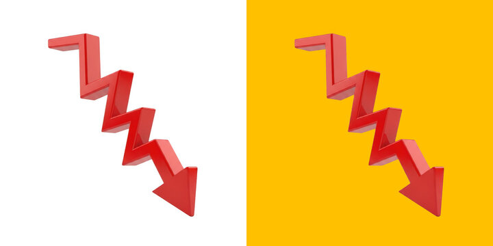 Red Zigzag Downward Arrow Sign Indicating Negative Business Trends And Market Decline transparent png