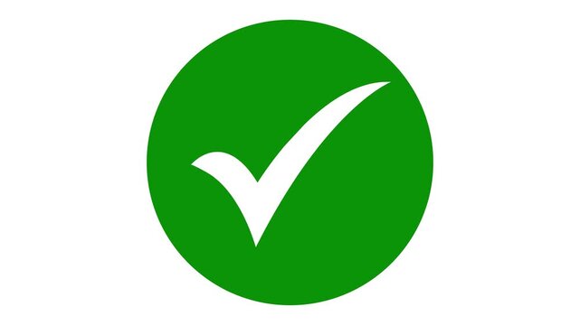 Animated green check mark icon approval symbol. check mark icon in green circle. Isolated on a white background. Check Mark, Tick, Yes, OK Symbol Animation. approved tick mark icon 4K