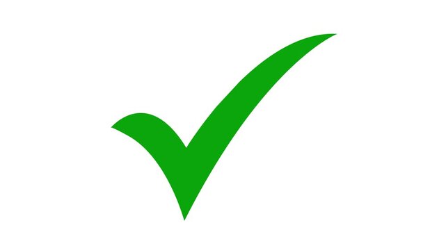 Green checkmark animation on white screen background. Tick symbol animation, success approval correct sign intro template. Check mark symbol. approved tick mark icon, Check mark icon animation , right