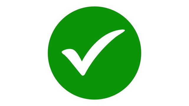 Check Mark, Tick, Yes, OK Symbol Animation. approved tick mark icon in green circle, Isolated on a white background. alpha channel