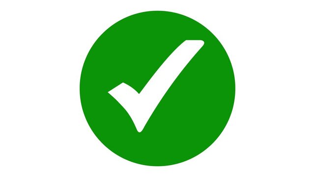 Check Mark, Tick, Yes, OK Symbol Animation. approved tick mark icon in green circle, Isolated on a white background. alpha channel
