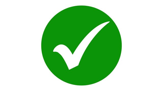 Check Mark, Tick, Yes, OK Symbol Animation. approved tick mark icon in green circle, Isolated on a white background. alpha channel