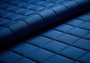Obraz premium Close up of deep blue quilted fabric texture background.