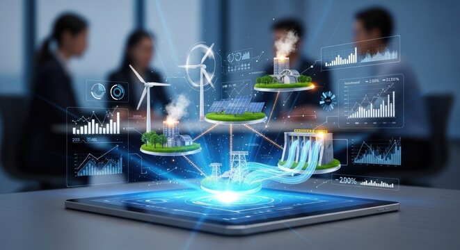 Modern technology connecting renewable energy sources for business growth
