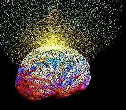 Disintegrating brain, conceptual illustration