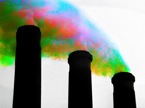 Polluting chimneys, composite image