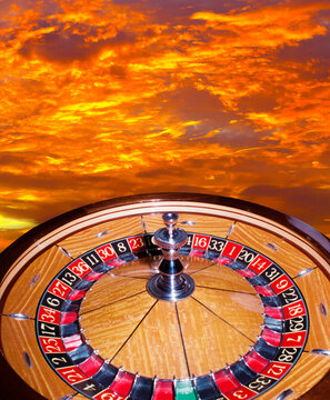 Gambling with climate, conceptual composite image
