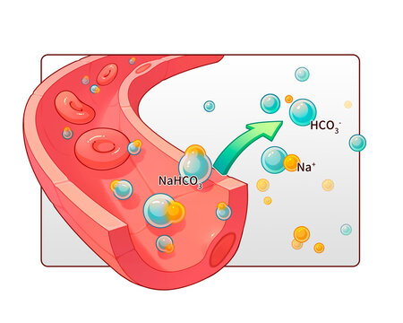 Bicarbonate reabsorption and hydrogen secretion, illustration