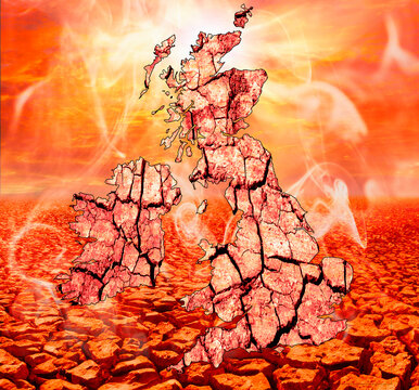 Drought over Britain, conceptual illustration