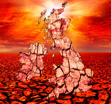 Drought over Britain, conceptual illustration
