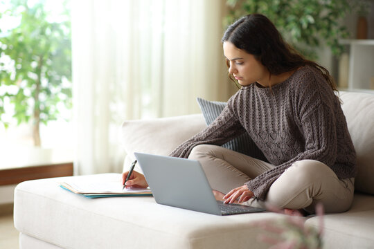 Telecommuter working online and filling form