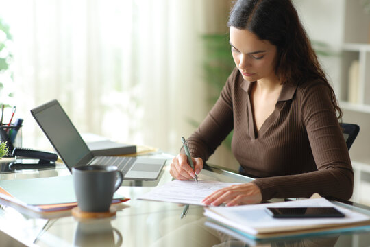 Serious telecommuter signing contract working online