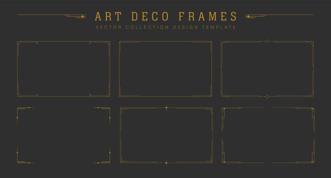 Luxury art deco frame collection vector geometric template gold color