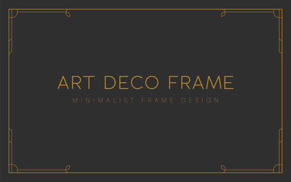 Elegant art deco frame with minimalist outline leaf decoration accent