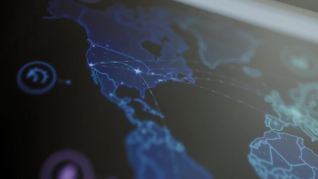 North American energy routes glow across digital map