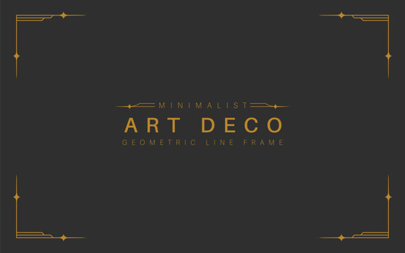 Luxury art deco with spark decorative frame design template vector in gold elegant color