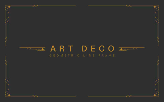 Luxury geometric art deco frame decoration design template vector in gold elegant color