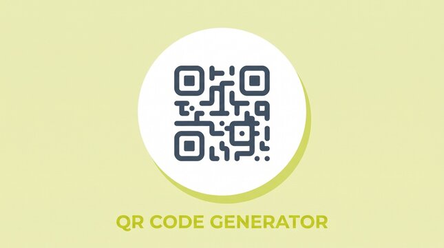 Qr code generator icon featuring a stylized digital matrix graphic on a circular light green background