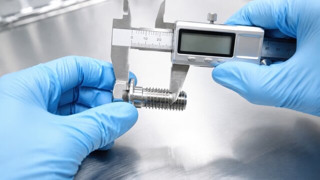 measuring a threaded bolt with a digital caliper