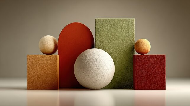 Geometric shapes in colorful arrangement.