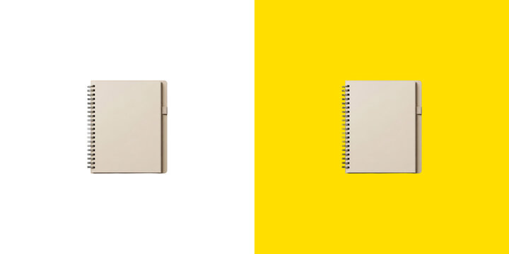 Blank beige spiral notebook for personal journaling and notes taken in office workspace transparent png
