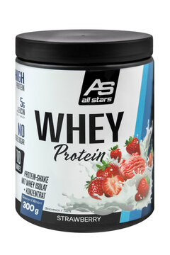 AS  All Stars Whey Protein Isolat Shake Strawberry  300 g  Hintergrund weiss
