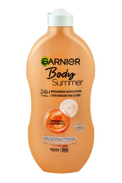 Garnier Body Summer br&auml;unende Bodylotion  Hintergrund  weiss