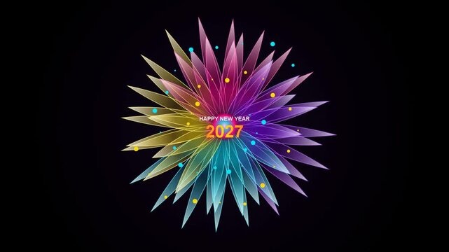 Happy New Year 2027 Abstract Colorful Celebration Background Video