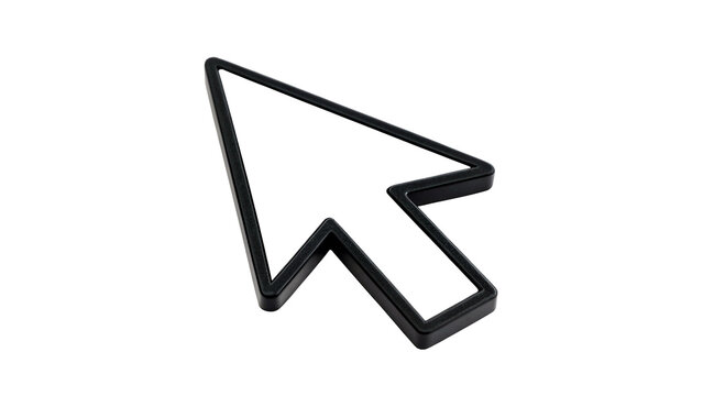 Black glossy 3D computer mouse arrow cursor icon isolated technology pointer element