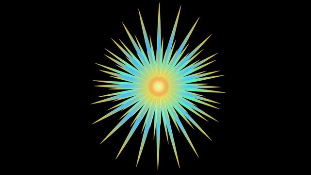 Vibrant Abstract Starburst Light Effect Animation on Black