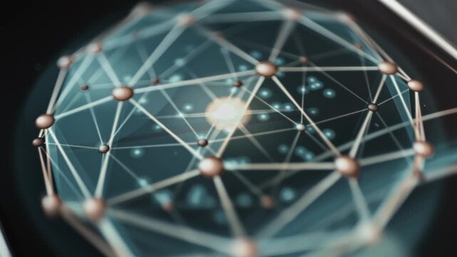 Glowing core energizes interconnected digital sphere