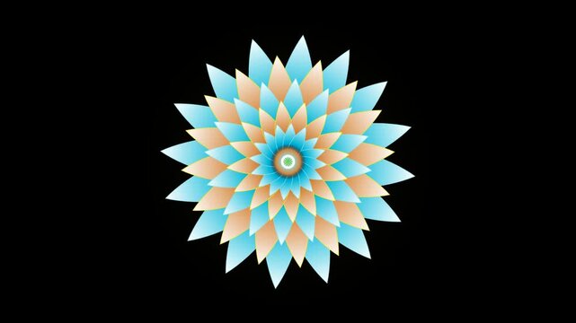 Abstract floral mandala pattern with blue and gold petals