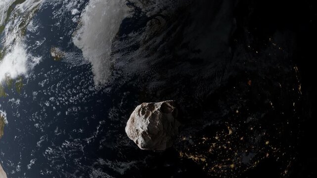 Asteroids in space and the earth. elements of this image furnished by NASA, 3D illustration 