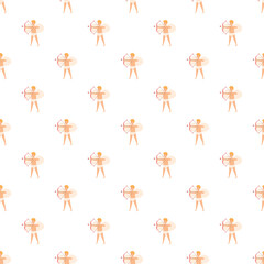 Fototapeta premium Cupid angels drawing bows and arrows in a seamless pattern expressing love and romance