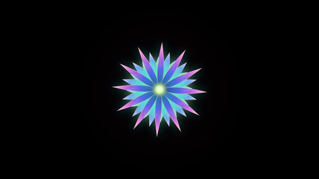 Abstract glowing floral mandala pattern on black background