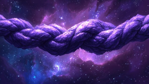 Cosmic purple braid across starry nebula