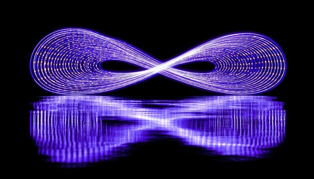 Abstract infinity symbol,  light trails,  purple,  reflection