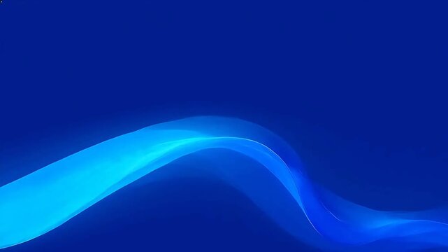Abstract dark blue background with smooth glossy curved ribbon