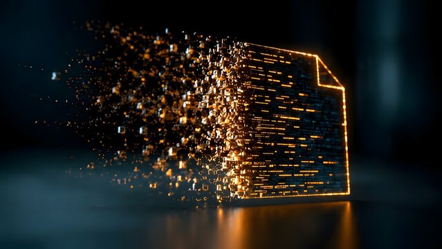 Digital Transformation Document Pixelation Representing Electronic Data Fragmentation and File Compression