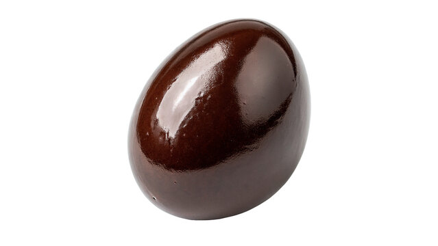 Single glossy dark brown coffee bean or chocolate drag&eacute;e isolated organic element
