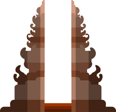 Gapura candi bentar temple gate flat illustration