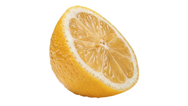 Fresh juicy yellow lemon cut in half showing detailed core texture fruit
