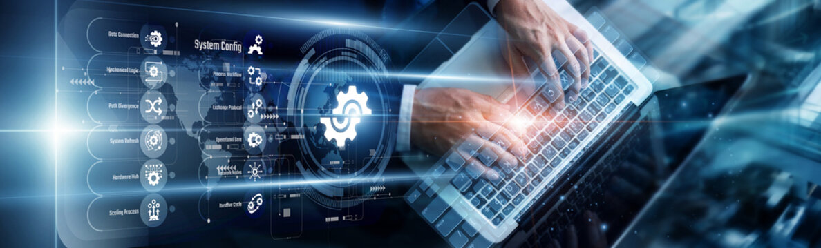 Admin using a laptop to analyze system settings and user configuration logs. This development secures digital environments, ensuring optimal performance and safety for all network operations.