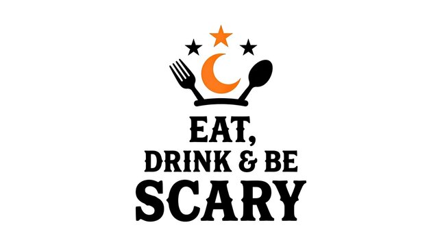 Eat drink and be scary halloween typography design for festive party invitations