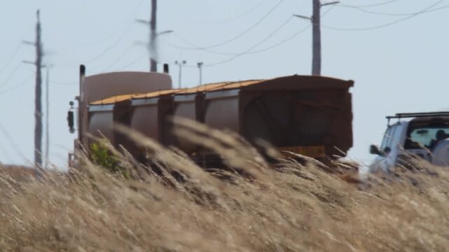 Iron Ore Train Hauling Through Pilbara, Western Australia, Industrial