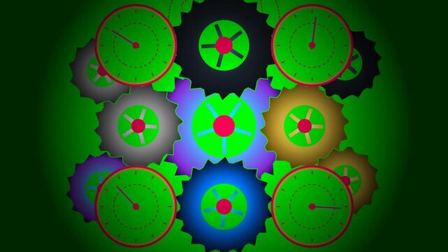Abstract background with colorful rotating mechanical gears