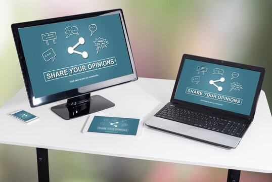 Opinions sharing concept on different devices