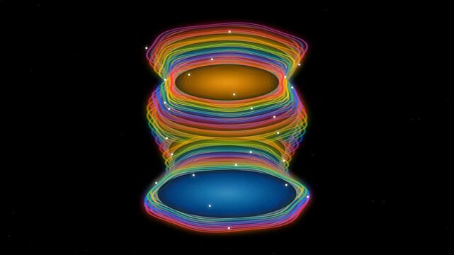 Abstract colorful glowing energy rings in dark space