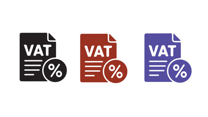 Fototapeta premium VAT document vector icon set with percent sign inside circle on transparent grid background.